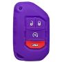 Qty(2) Alegender Black Purple Slilicone 4-Buttons Flip Key Fob Cover Case Holder Remote Bag Protector Fit for 2018 2019 2020 Wrangler JL Gladiator JT 68292944AA