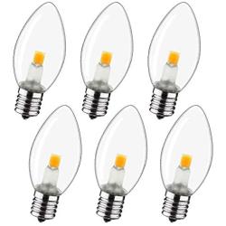 6 Pack-C7 Night Light Bulbs,C7 LED Replacement Light Bulb for Christmas String Light, 0.6 Watt Equivalent to 7 Watt, Warm White 2700K, E12 Candelabra Base (C7-6 Pack)