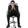 LUCKWIND Ergonomic Office Chair Ribbed Leather Swivel - Adjustable Height Tilt Arm Sleeves Lumbar Support High Back Upholstery Executive Modern Conference Computer Chrome Wheel Caster 350lbs (Grey)