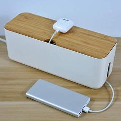 Changsuo Cable Management Box Small White Cable Organizer Box for Extension Cord Power Stripe Surge Protector Wire Management Concealer Organizer Cover Hider for Desktop Home Office Kitchen (White)