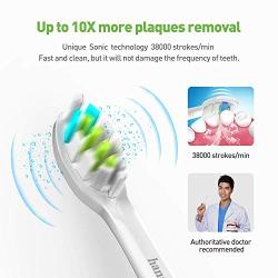 Hanasco Sonic Electric Toothbrush Rechargeable for Adults, 4 Modes with Build in 2 Mins Timer, 3 Brush Heads Included, Whitening Clean 4 Hours Charge for 30 Days Use, Soft Bristles, 38,000 VPM Pink