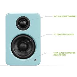 Kanto 2 Channel Powered PC Gaming Desktop Speakers – 3'' Composite Drivers 3/4'' Silk Dome Tweeter – Class D Amplifier - 100 Watts - Built-in USB DAC - Subwoofer Output - YU2GT (Gloss Teal)
