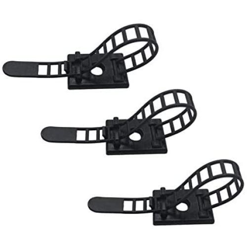 Wire Management Clips with Screw Hole (40 Pack) Adjustable Zip Ties，self Adhesive Nylon Cable Traps(Black)