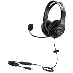 USB Headset with Microphone Dual Ear Computer Headphone with Speech Recognition Volume Control for PC Softphones Microsoft Teams Zoom Meetings Skype Chat Online Teaching Gaming Webex Work from Home