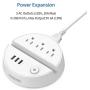 Nightstand Power Strip with USB - NTONPOWER 3 Outlets 3 USB Desktop Charging Station, 5ft Extension Cord with Switch Control and Phone/Tablet Holder for Home, Cruise Ship, Hotel and Office (White)