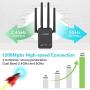 LAOSGE Super WiFi Extender Signal Booster, 1200Mbps Wireless Internet Amplifier Covers up to 2500 Sq.ft and 20 Devices, 2.4 & 5GHz Dual Band WiFi Repeater with Ethernet/LAN Port (Black)