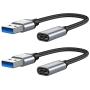 Yootech USB C Female to USB Male Adapter (2 Pack), 5inch USB 3.1 Gen 5Gbps USB A to Type C Connector, Compatible with iPhone 12 Mini/12 Pro Max/11 Pro Max, Type-C Earphone/Flash Drive/Hub (Space Grey)