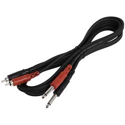 Hosa CPR-202 Dual 1/4'' TS to Dual RCA Stereo Interconnect Cable, 2 Meters