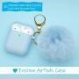 CTYBB for Airpod Case,Silicone Airpods Case Cover with Fur Ball Keychain Compatible with Apple Airpods 2/1 (Front LED Visible) Light Purple
