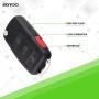 SCITOO Keyless Entry Remote Flip Key FOB Shell 1PC 4 Buttons Replacement for Volkswagen Golf Beetle Jetta Passat HLO1J0959753AM