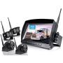 ZEROXCLUB 1080P Wireless Backup Camera System Kit, 9’’ DVR Quad Split Monitor & IP69 Waterproof Wireless Reverse Rear Side View Camera with Stable Signal for RV/Truck/Trailer/Bus/Pickup/Van-W904