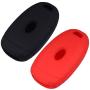 Lcyam Key Fob Cover Silicone Protection Case Remote Holder Fits for 2019 2020 Hyundai Kona Santa Fe Veloster Sonata Keyless Smart Key 4 Button (Black Red)