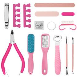 WJGC Foot Care Tool SetProfessional Pedicure Tools Kit 15in 1, Stainless Steel Foot Rasp Foot Peel and Clean Feet Dead Skin Tool Set, Toenail Clipper Foot Care Kit for Women Men Salon or Home