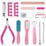 WJGC Foot Care Tool SetProfessional Pedicure Tools Kit 15in 1, Stainless Steel Foot Rasp Foot Peel and Clean Feet Dead Skin Tool Set, Toenail Clipper Foot Care Kit for Women Men Salon or Home