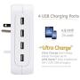 GE Ultra Pro USB Charging Surge Protector, 4 USB Outlet Adapter, 3 Outlet Wall Tap, Side Access Outlets, Automatic Shutdown Technology, 4.8A USB, 560 Joules, White, 39680