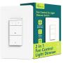Smart Ceiling Fan Control and Dimmer Light Switch, Neutral Wire Needed, Treatlife Single Pole Wi-Fi Light Switch Fan Speed Control, Works with Alexa/Google Home, Smart Home Remote Control (1PACK)