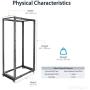 StarTech.com 42U Open Frame Server Rack - 4 Post Adjustable Depth (22'' to 40'') Network Equipment Rack w/ Casters/Levelers/Cable Management (4POSTRACK42),Black