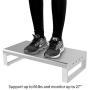 Aluminum Monitor Stand with Wireless Charing Pad and 4 USB 3.0 Ports,Support Transfer Data and Charging,Keyboard and Mouse Storage Desk Organizer up to 27inch for Computer MacBook PC (Silver)
