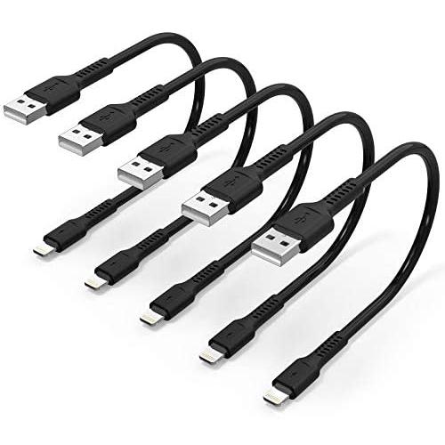 6 inch iPhone Charge Cable Short, 0.5ft 5Pack USB to Lightning Cord for Fast Charging Stations Compatible with Apple iPhone 12 11 Pro Max Xs 8 7 6 5 Plus, iPad Air/Mini