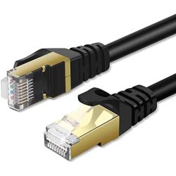 TNP Cat6 Ethernet Patch Cable (20 Inch) - Professional Gold Plated Snagless RJ45 Connector Computer Networking LAN Wire Cord Plug Premium Shielded Twisted Pair (Black)