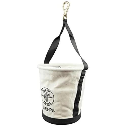 Klein Tools 5172PS Heavy-Duty Tapered-Wall Bucket with 15 Inside Pockets, No. 4 Canvas