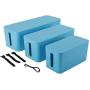 Patioer Cable Management Organizer Box Power Strips Hider Power Cords Hider for Desk, TV, Computer, USB Hub,Cords (Set of Three) Blue