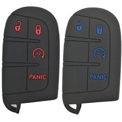 Coolbestda 2Pcs Rubber 4Buttons Smart Key Remote Fob Cover Case Skin Jacket Keyless Protector Bag for Dodge Durango Journey Dart Challenger Jeep Renegade Fiat
