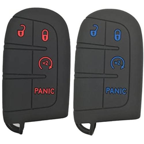 Coolbestda 2Pcs Rubber 4Buttons Smart Key Remote Fob Cover Case Skin Jacket Keyless Protector Bag for Dodge Durango Journey Dart Challenger Jeep Renegade Fiat