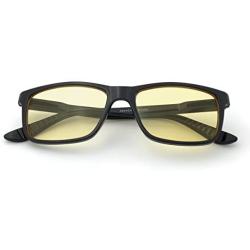 J+S Vision Blue Light Shield Computer Reading/Gaming Glasses - 0.0 Magnification - Anti Blue Light 100% UV Protection - High Definition Lens, Classic Rectangle Glossy Black Frame