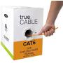 trueCABLE Cat6 Shielded Riser (CMR), 1000ft, Orange, 23AWG Solid Bare Copper, 550MHz, ETL Listed, Overall Foil Shield (FTP), Bulk Ethernet Cable