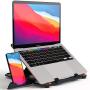 Laptop Stand with Phone Holder - Foldable Computer Lift with 360 Rotating Swivel Base - Adjustable Portable MacBook Stand for Desk - Ergonomic Riser for Office - Cooling Mount for Gaming Laptops