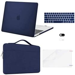 MOSISO Compatible with MacBook Pro 13 inch Case 2016-2020 Release A2338 M1 A2289 A2251 A2159 A1989 A1706 A1708, Plastic Hard Shell Case&Bag&Keyboard Skin&Webcam Cover&Screen Protector, Navy Blue