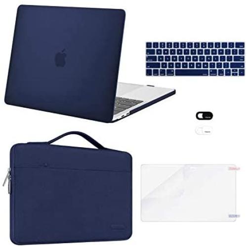 MOSISO Compatible with MacBook Pro 13 inch Case 2016-2020 Release A2338 M1 A2289 A2251 A2159 A1989 A1706 A1708, Plastic Hard Shell Case&Bag&Keyboard Skin&Webcam Cover&Screen Protector, Navy Blue