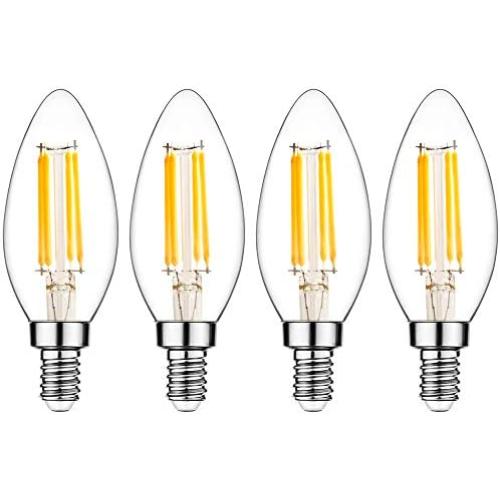 E14 LED Bulb, Dimmable with Dimmer Switch, 110v, 300 Lumens, 2700k, 4w, 40w Equivalent, Best Replacement for Halogen and Incandescent Bulb, Candelabra LED Bulbs, 4 Pack