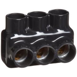 Morris Products 97573 Multi-Cable Connector, Insulated, Single Entry, Black, 3 Ports, 750 - 250 Wire Range, 5/16'' Allen Hex 3 Ports, 750 - 250 Wire Range, 5/16'' Allen Hex
