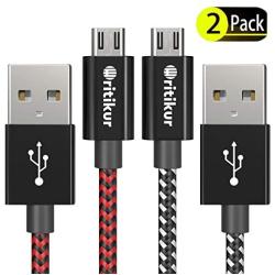 PS4 Controller Charger Charging Cable – 2 Pack 10FT Nylon Braided Micro USB 2.0 High Speed Data Sync Cord for Playstation 4, PS4 Slim/Pro, Xbox One S/X Controller, Android Phones (2 Pack)