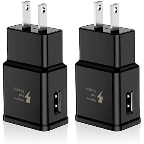 Adaptive Fast Charging Wall Charger Adapter Compatible Samsung Galaxy S6 S7 S8 S9 S10 / Edge/Plus/Active, Note 5,Note 8, Note 9,LG G5 G6 G7 V20 V30 ThinQ Plus EP-TA20JBE Quick Charge (2 Pack)
