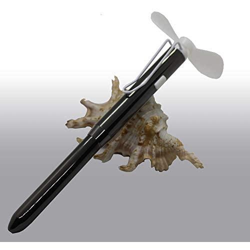 Portable fan with Ballpoint pen - Multi-function electronic Fan pen Make Cool summer for office and students (GUN BLACK)