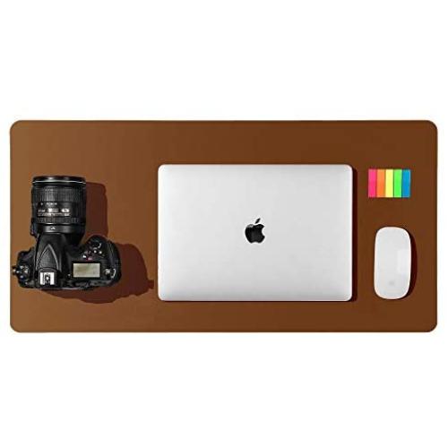 Leather Desk Pad Protector,Mouse Pad,Office Desk Mat,Non-Slip PU Leather Desk Blotter,Laptop Desk Pad,Waterproof Desk Writing Pad for Office and Home (Brown,23.6'' x 13.7'')