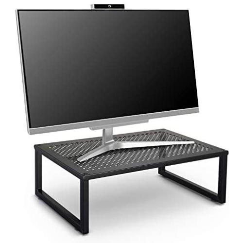 Simple Trending Monitor Stand Riser, Metal Desk Organizer Stand with Anti-Slip Suction Cup for Laptop, Computer, iMac, Pc, Printer, Black