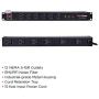 CyberPower CPS1215RMS Surge Protector, 120V/15A, 12 Outlets, 15ft Power Cord, 1U Rackmount Black