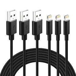Lightning Cable Certified - Nikolable iPhone Charger 3Pack 6ft Braided Lighting to USB A Charging Cord Compatible with iPhone 11 Pro Max XS XR 8 Plus 7 Plus 6s Plus 5S iPad Pro and More, Black