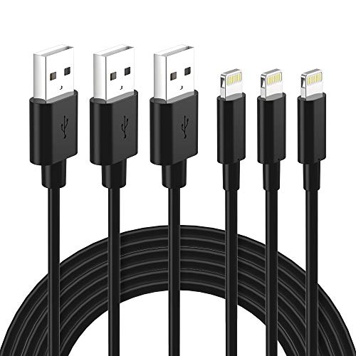 Lightning Cable Certified - Nikolable iPhone Charger 3Pack 6ft Braided Lighting to USB A Charging Cord Compatible with iPhone 11 Pro Max XS XR 8 Plus 7 Plus 6s Plus 5S iPad Pro and More, Black