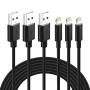 Lightning Cable Certified - Nikolable iPhone Charger 3Pack 6ft Braided Lighting to USB A Charging Cord Compatible with iPhone 11 Pro Max XS XR 8 Plus 7 Plus 6s Plus 5S iPad Pro and More, Black