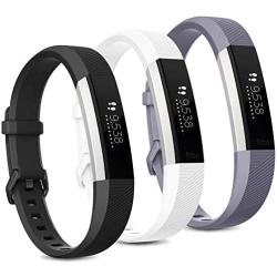 Pack 3 Replacement Band Compatible for Fitbit Alta Bands/Fitbit Alta HR Bands, Adjustable Replacement Soft Silicone Sport Bands for Woman and Men (Large, Black+White+Grey)