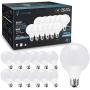12 Pack G25 LED Vanity Light Bulb CRI 95, JandCase 60W Equivalent Dimmable Globe Bulb, 5000K Daylight White, 9.5W, 800LM, Low Blue Light for Makeup Mirror, Bathroom, E26 Base, UL Listed