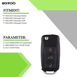 SCITOO Keyless Entry Remote Flip Key FOB Shell 1PC 4 Buttons Replacement for Volkswagen Golf Beetle Jetta Passat HLO1J0959753AM