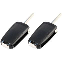 Key Fob Keyless Entry Remote Flip Shell Case & Pad fits Chevy 2010-2017 Equinox / 2012-2017 Sonic / 2015-2017 Trax/GMC 2010-2017 Terrain, Set of 2