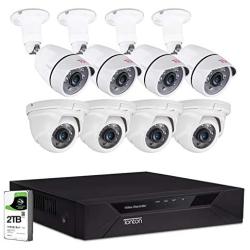 Tonton 1080P Home Security Camera System Outdoor,8CH 1080P DVR Recorder with 2TB HDD,4PCS 2MP Waterproof Bullet Camera and 4PCS Dome Camera,Smart Motion Detection and Alerts,Easy Remote Access(Silver)