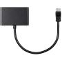 Monoprice 121972 2-Port DisplayPort 1.2 to DisplayPort Multi-Stream Transport (MST) Hub, DP to DP, Black, 7.6 x 5.8 x 1.3